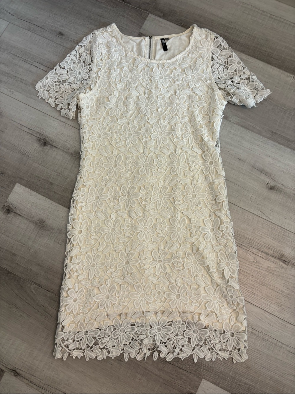 Kut from the Kloth Cream Floral Lace Shift Dress Sz 10